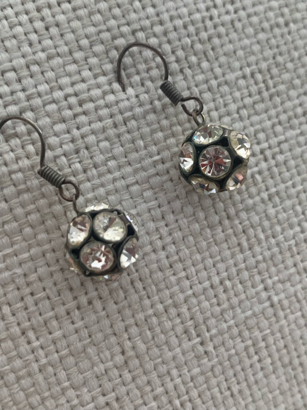 Silver Tone Crystal Round Dangle Drop Earrings White Hook Metal Fashion Lobe